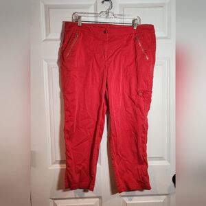 Chico's Zenergy Red Crop Pants Snap Closure XL Chicos 3